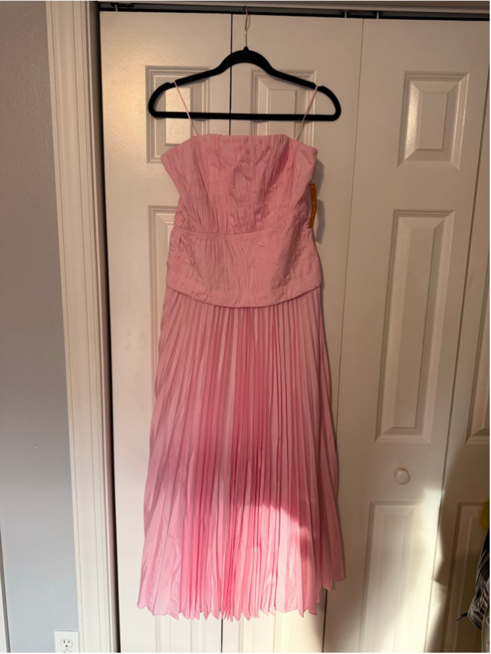 Women's Few Moda o.p.t Strapless Pleated Maxi Dress, Pink Sz 10 - Picture 5 of 12